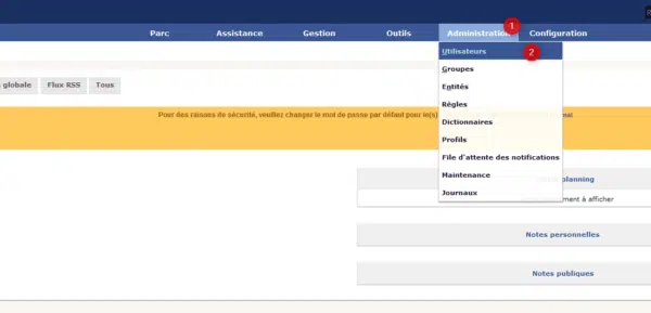 Aller à l'administration utilisateur