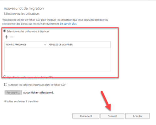 select user to migrate