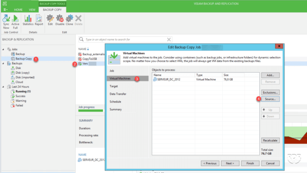 Veeam modifier job backup copy