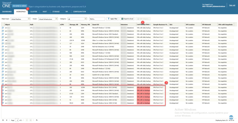 Veeam ONE : Trouver les machines virtuelles non sauvegardées
