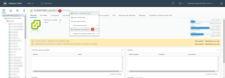 vSphere gestion des licences