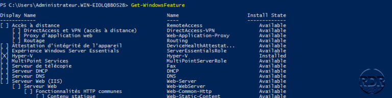 Windows Server installer les rôles en powershell
