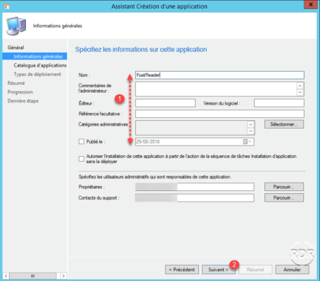 SCCM : informations application