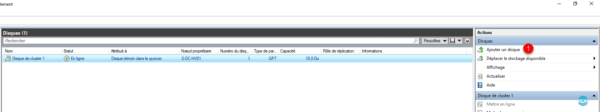 Ajout disque au cluster
