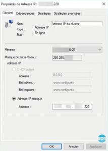 Configuration IP du cluster