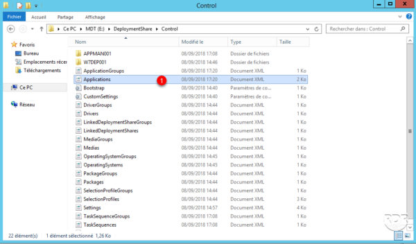 MDT chemin fichier applications.xml