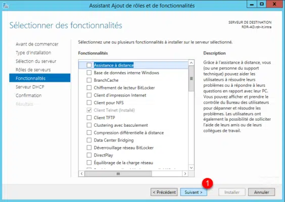 Valider la liste des fonctionnalités