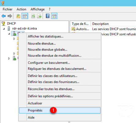 Propriétés serveur DHCP