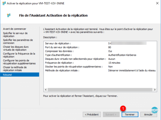 Activer la réplication en fermant l'assistant