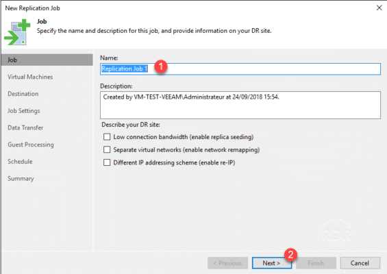 veeam replication : nom du job