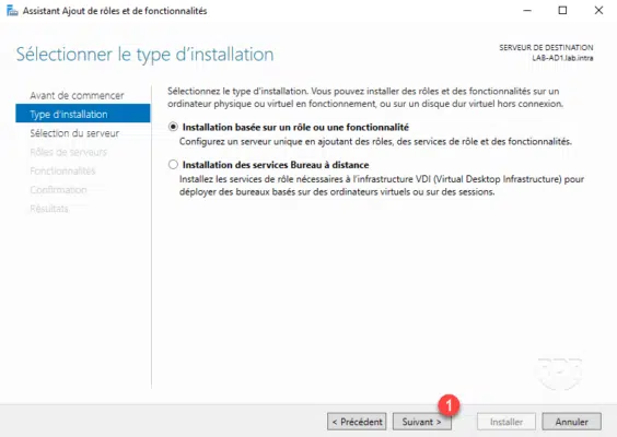 Choix mode d'installation