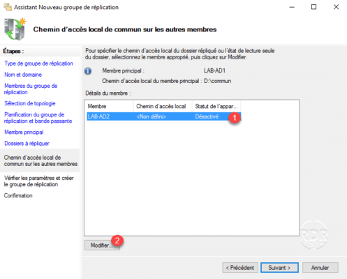 DFS-R Configuration des membres