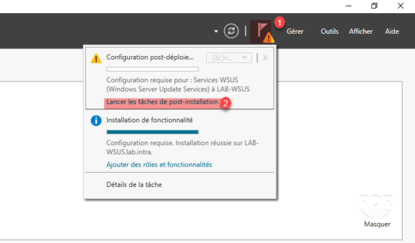 Notification gestionnaire de serveur