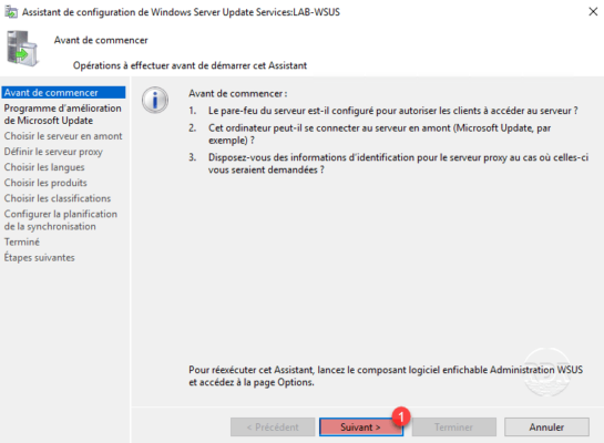 Assistant de configuration WSUS