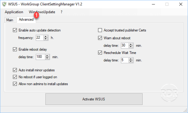 WSUS Workgroup config