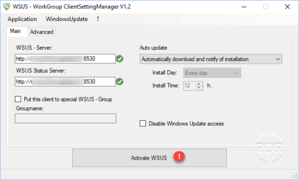 WSUS Workgroup appliquer config