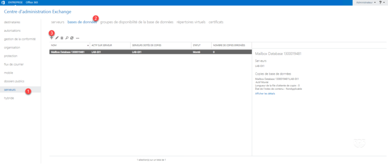 Exchange 2019: Add a database