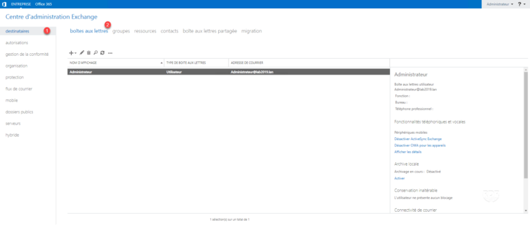 Exchange 2019 : ajouter une boite aux lettres