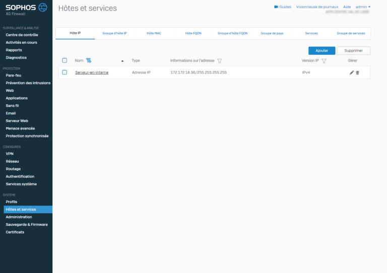 Sophos XG: add a host