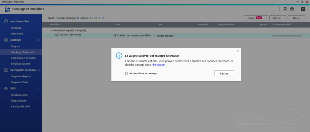 Wait while creating the volume
