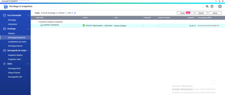 QNAP : volume configuration