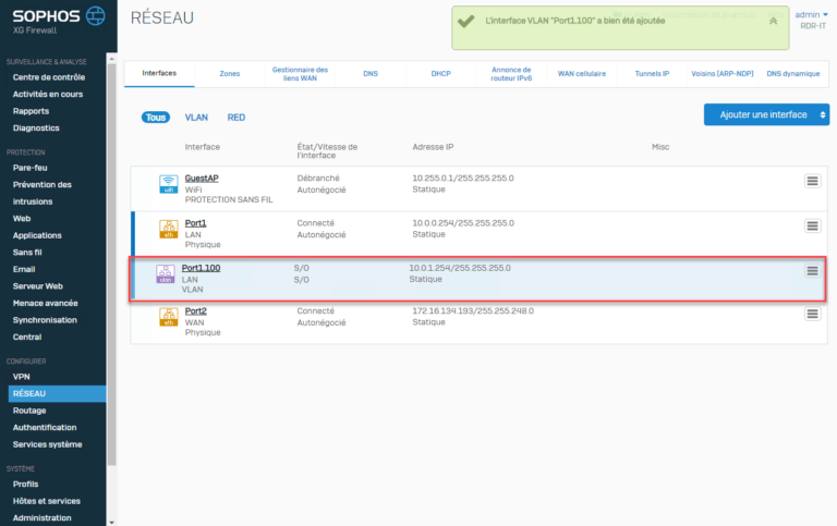 Sophos XG : add a vlan