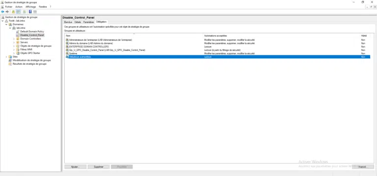 Appliquer une GPO à un groupe