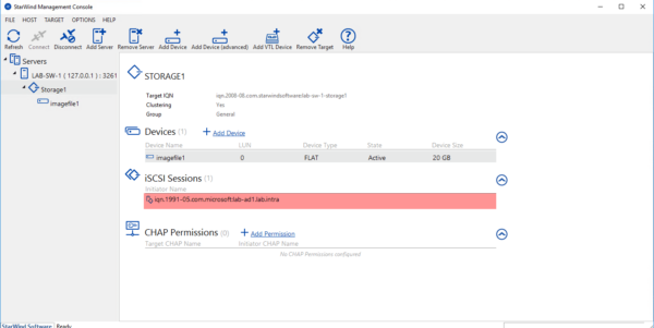 Sessions from the starwind console