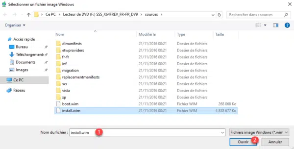 select install.wim