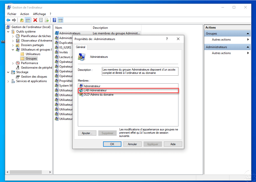 Utilisateur du domaine cible Admin local ordinateur du domaine source / Target Domain Admin User local computer of the source domain