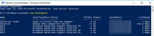 Network adapter list