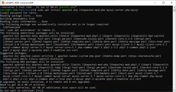 Confirm install package LAMP on WSL