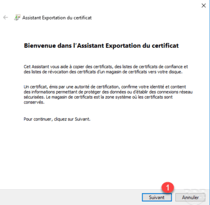 Export certificate export