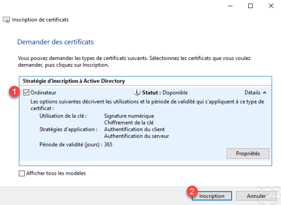 Select computer certificate