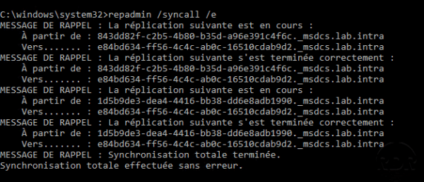 repadmin /syncall /e