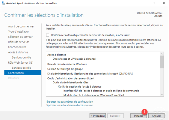 Démarrer l'installation du serveur VPN / Start the VPN server installation