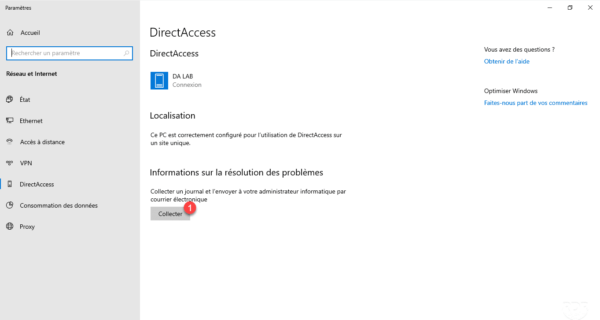 Start collect DirectAccess Diag