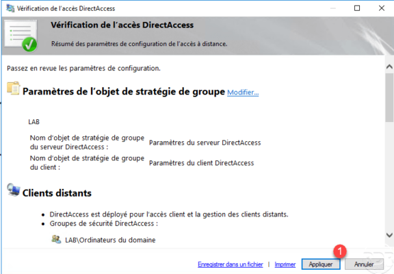 Apply the configuration at DirectAccess