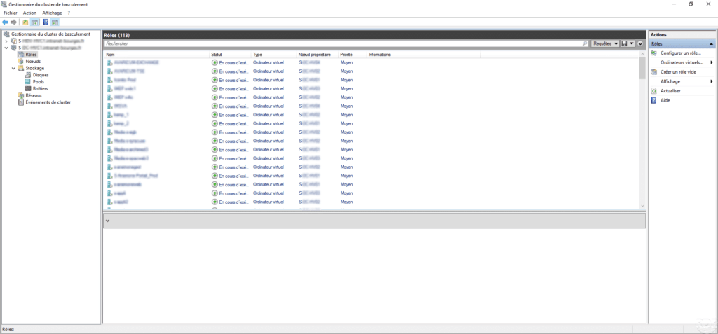 Console Gestionnaire de cluster de basculement