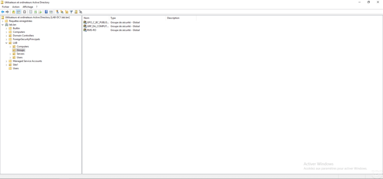 Active Directory : créer un groupe
