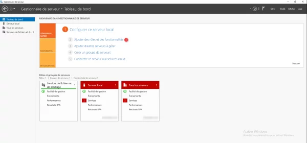 Gestionnaire de serveur, lancer l'assistant d'installation de rôle et fonctionnalités.