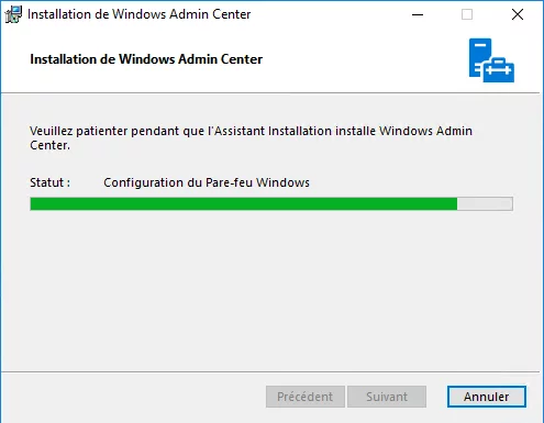 Installation de l'admin center