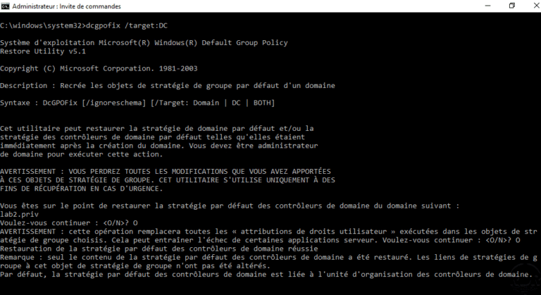 Active Directory: Restore default GPOs Default Domain Policy / Default Domain Controller Policy