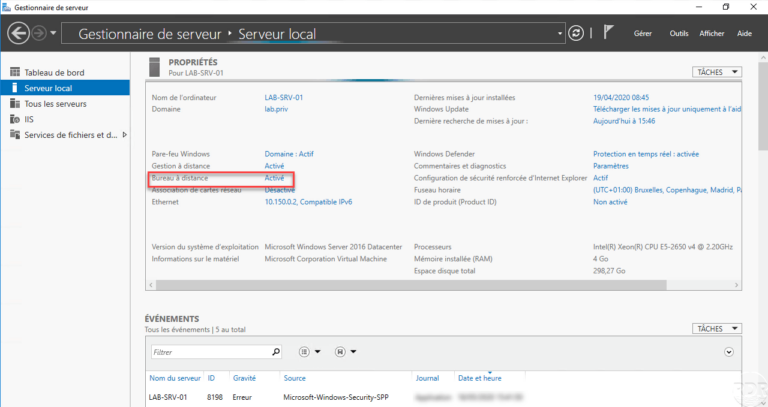 Windows Server : Enable Remote Desktop