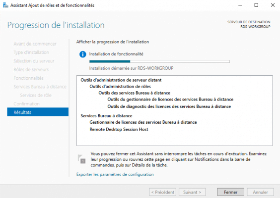 Wait while installing Remote Desktop Services