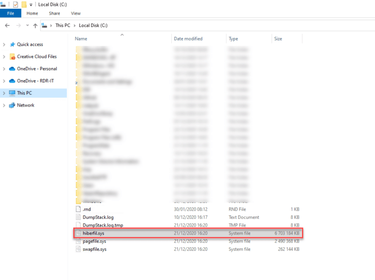 Windows 10 : supprimer le fichier hiberfil.sys