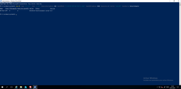 Hyper-V: create a virtual machine in PowerShell