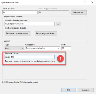 IIS site configuration