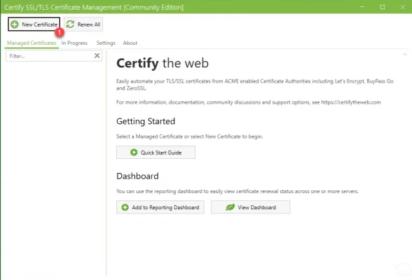 Create a new certificate Let's Encrypt