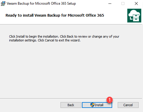 Confirm install Veeam Backup Office 365